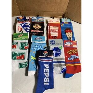 NEW LOT #9 Crazy Socks Mens 6-12 Crew Socks Novelty Gift Gag Odd Sox Food Candy